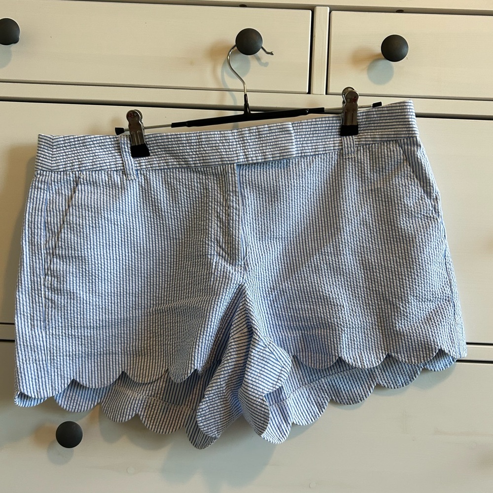 J. Crew Blue Bermuda Shorts with Scalloped Hem